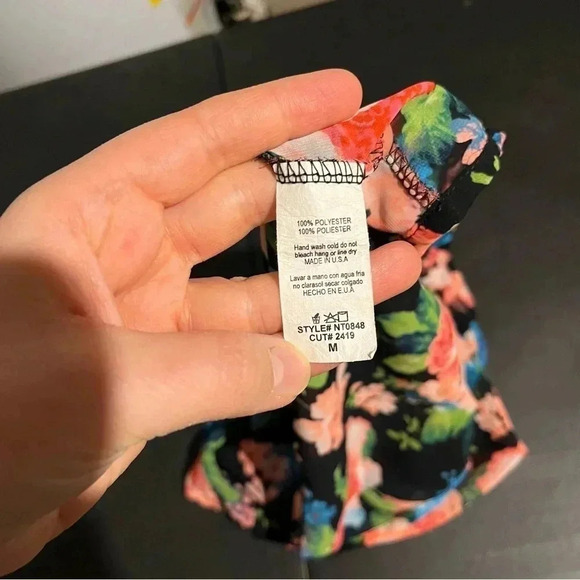 NOBLE U Floral Sheer Lace Back Racerback Tank Top Women’s Size Medium M - Picture 6 of 8